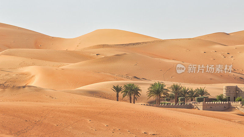 沙漠绿洲全景图Rub' al Khali沙漠沙丘阿布扎比